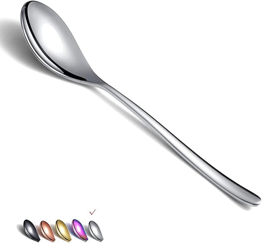 Dinner Spoons 6 Piece, 8.1'' Stainless Steel Tablespoons, Soup Spoons, Dessert Spoons, Spoons Silverware for Home, Kitchen or Restauran,Dishwasher Safe (Silver)