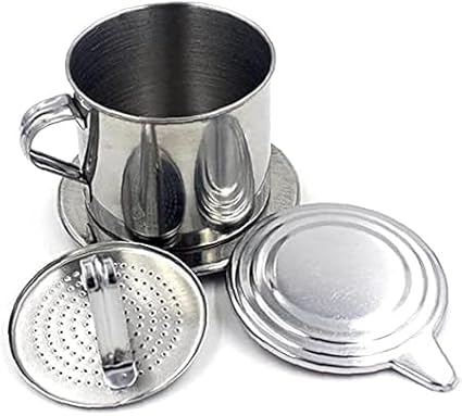 Silver Vietnamese Coffee Filter Stainless Steel Coffee Pot Drip Infuse Cup Brewing Teapot No Need Paper Drip Coffee Pot Machine Filter