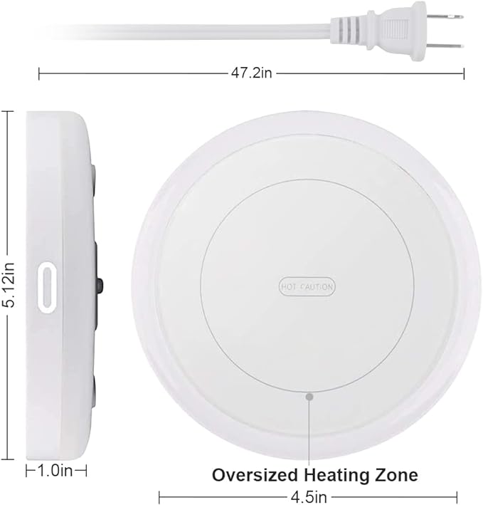 BESTINNKITS White Smart Coffee Auto On/Off Gravity-Induction Mug Office Desk Use, Candle Wax Cup Warmer Heating Plate (Up to 131F/55C)