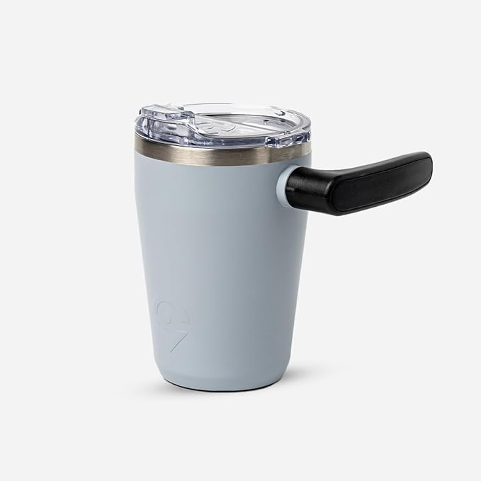OUTSIDER All Day Stainless Steel Vacuum Insulated Coffee Mug/Cup with Rotating Handle and Spill Proof Lid – Great Travel Tumbler for Outdoor, Home, Office – 17 ounces, Gray
