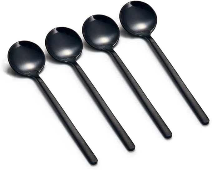 Set of 8 Mini Espresso Spoons 5.3-inch Matte Black Frosted Handle Stainless Steel Coffee Spoons for Dessert Tea Ice Cream Sugar Cake Coffee