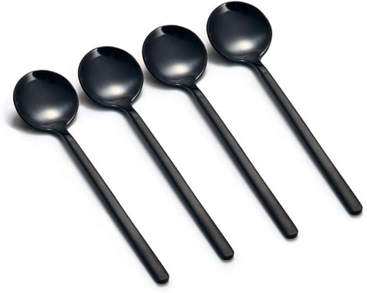 Set of 8 Mini Espresso Spoons 5.3-inch Matte Black Frosted Handle Stainless Steel Coffee Spoons for Dessert Tea Ice Cream Sugar Cake Coffee