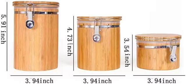 Nature’s Pantry Gift Set – 3 Bamboo Airtight Canisters for Tea, Coffee & Sugar – Storage Jars with Chalk Labels & Marker – Premium Sage Green Gift Box
