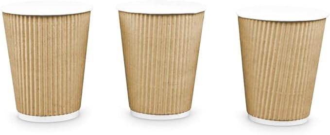 Ripple Paper Cups for Coffee & Tea Made in USA | Bulk for Home, Office, Restaurants & Coffee Shops | Recyclable, Insulated, & Disposable To-Go Cups for Hot Beverages (12oz - 500 Count)