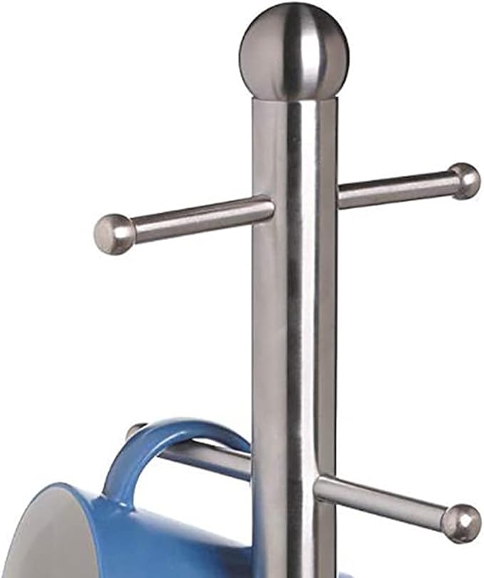 Stainless Steel Tree Shape Mug Rack Tree Tea Cup Storage Holder Stand Home Mug Hanging Display Drinkware Shelf 6 Hooks