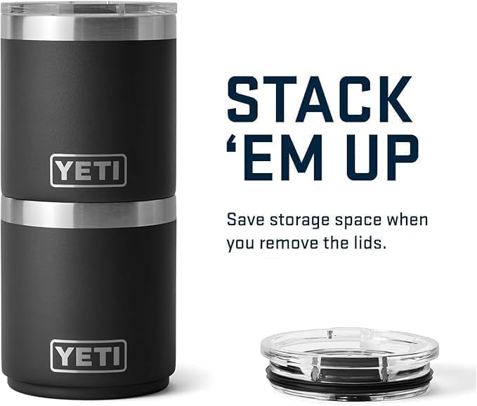 YETI Rambler 10 oz Stackable Lowball 2.0, Vacuum Insulated, Stainless Steel with MagSlider Lid, Black Stone