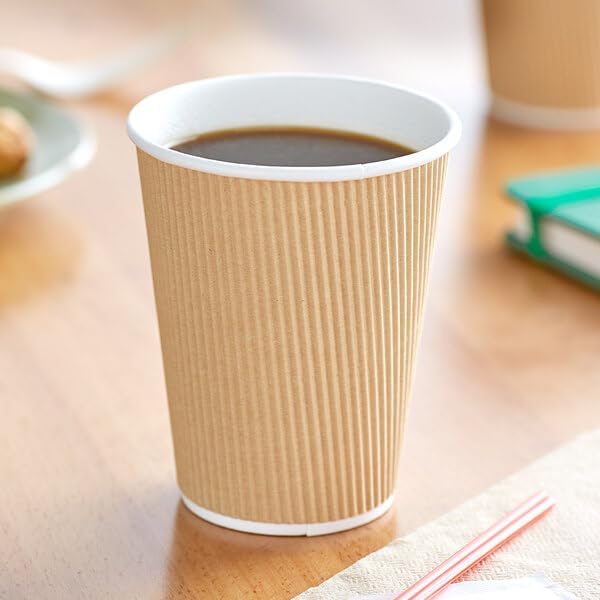 Ripple Paper Cups for Coffee & Tea Made in USA | Bulk for Home, Office, Restaurants & Coffee Shops | Recyclable, Insulated, & Disposable To-Go Cups for Hot Beverages (12oz - 500 Count)
