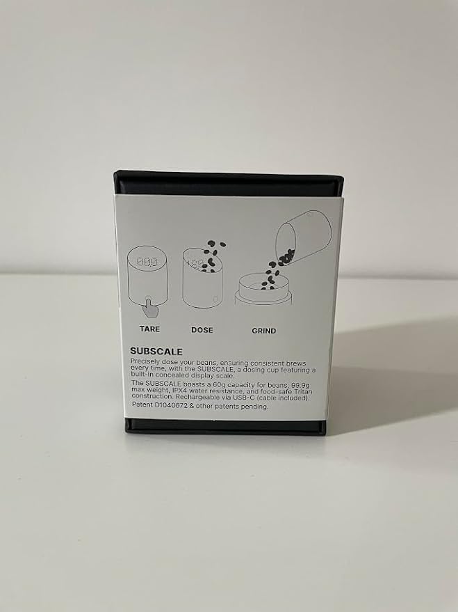 Subminimal Subscale Digital Dosing Cup with LED Display – Sleek & Precise Coffee Bean Weight Scale - Dosing & Brewing Coffee Accessories, Perfectly Measures Coffee Grounds for Coffee Espresso - Black