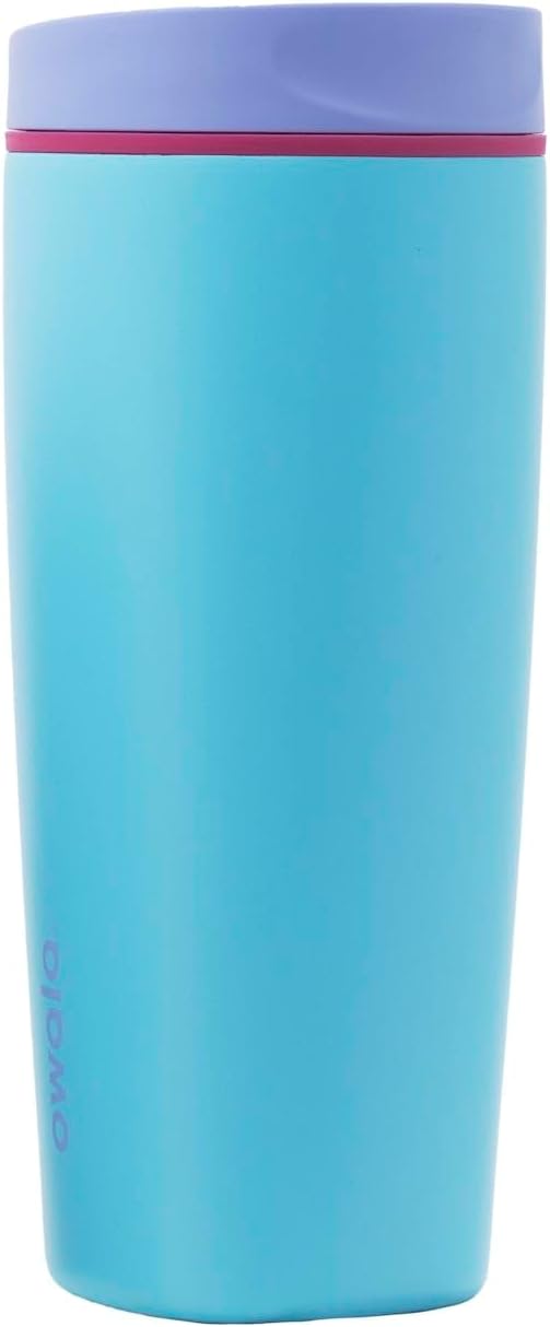Owala SmoothSip Slider Insulated Stainless Steel Coffee Tumbler, Reusable Iced Coffee Cup, Hot Coffee Travel Mug, BPA Free 20 oz, In Bloom