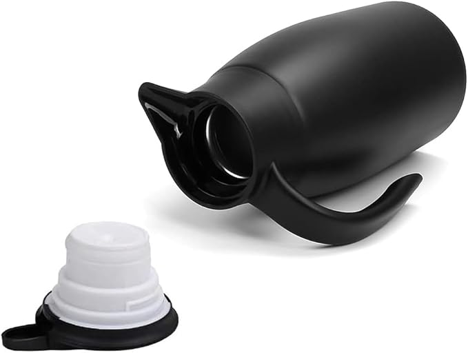 68oz Thermal Coffee Carafe, Stainless Steel Coffee Carafes for Keeping Hot, Airpot Insulated Tea Pot Dispenser for Hot Water, Tea, Hot Beverage - Keep 12 Hours Hot, 24 Hours Cold, Black