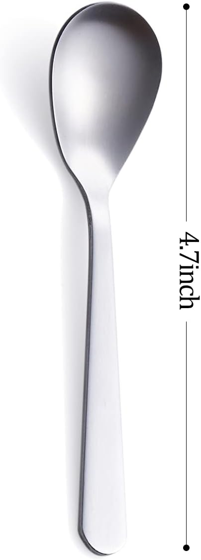 Demitasse Espresso Spoons, Stainless Steel Satin Finish Coffee Spoons, Mini Teaspoons, Sugar Spoons, 4.7-inch, Set of 6, Silver, 6-PIECE, 1