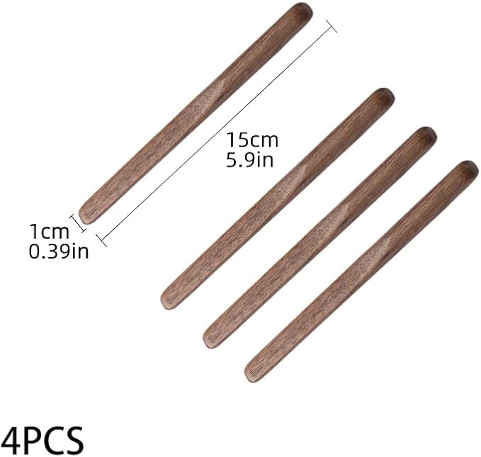 Black Walnut Wood 4Pcs Coffee Stirrers 6″ Reusable & Multifunctional for Coffee, Drinks, Tea, Milk, Oatmeal, Crafts and Oil, butter spreader Great for jam, jelly, peanut butter etc.