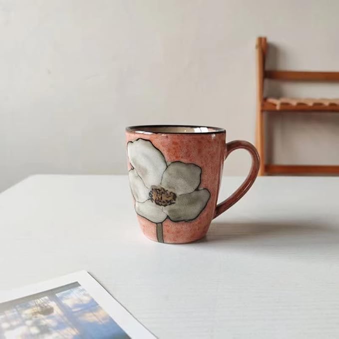 Ceramics 12oz Cappuccino Mug,Coffee mugs,Tea mugs,Kiln Glazing Process,Microwave and Dishwasher Safe, Perfect For Tea, Espresso, Latte - Porcelain Mugs for Kitchen or Cafe (Red+Blue+Green+Pink)