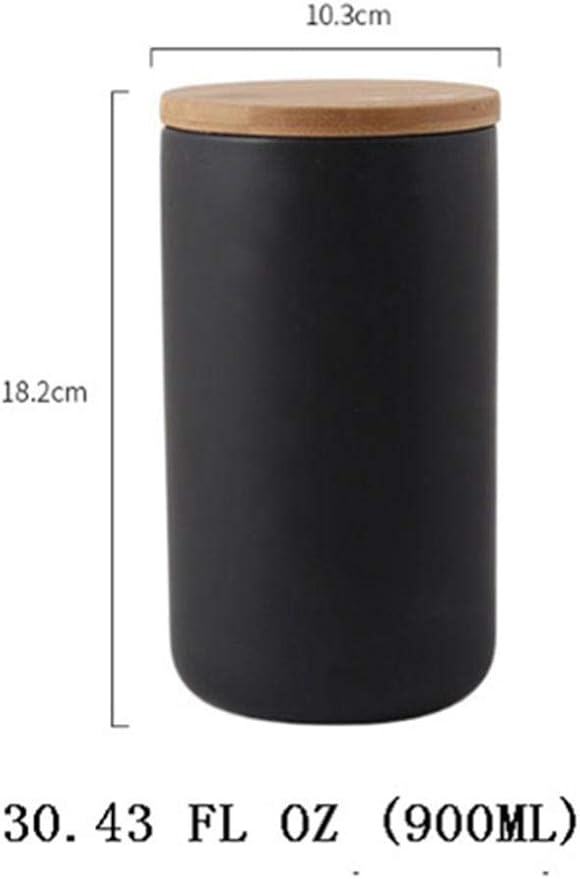 YYW Ceramic Food Storage Jar Containers Kitchen Canisters with Airtight Seal Lid for Coffee Beans Sugar Spices (Large Black)