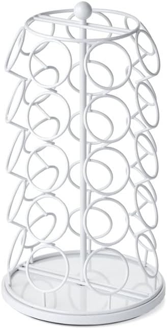 Nifty K Cup Holder – Compatible with K-Cups, Coffee Pod Carousel | 35 K Cup Holder, Spins 360-Degrees, Lazy Susan Platform, Modern White Design, Home or Office Kitchen Counter Organizer