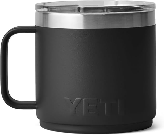 YETI Rambler 14 oz Ceramic Lined Stackable Mug, Vacuum Insulated, Stainless Steel with MagSlider Lid, Black