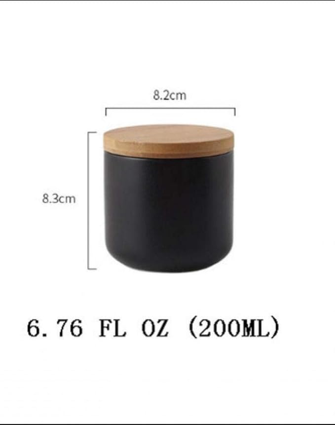 YYW Ceramic Food Storage Jar Containers Kitchen Canisters with Airtight Seal Lid for Coffee Beans Sugar Spices (Small Black)