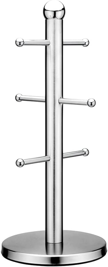 Stainless Steel Tree Shape Mug Rack Tree Tea Cup Storage Holder Stand Home Mug Hanging Display Drinkware Shelf 6 Hooks