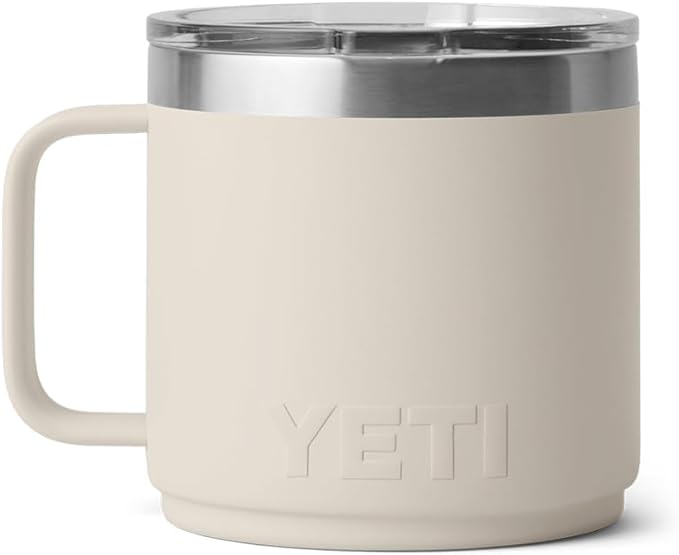 YETI Rambler 14 oz Ceramic Lined Stackable Mug, Vacuum Insulated, Stainless Steel with MagSlider Lid, Cape Taupe