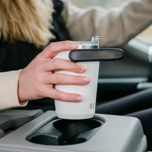 OUTSIDER Stainless Steel Vacuum Insulated Coffee Mug/Cup with Rotating Handle and Spill Proof Lid – Great Travel Tumbler for Outdoor, Home, Office – 17 ounces, White