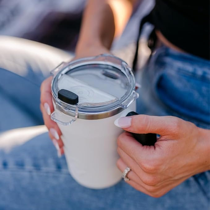 OUTSIDER Stainless Steel Vacuum Insulated Coffee Mug/Cup with Rotating Handle and Spill Proof Lid – Great Travel Tumbler for Outdoor, Home, Office – 17 ounces, Navy