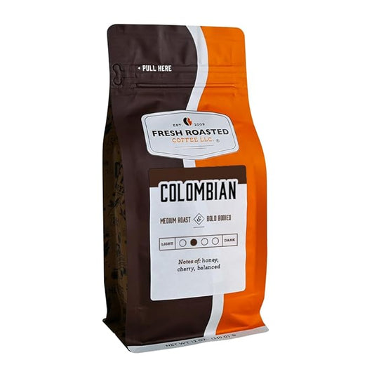Fresh Roasted Coffee,100% Colombian, 12 oz, Medium Roast, Kosher, Ground