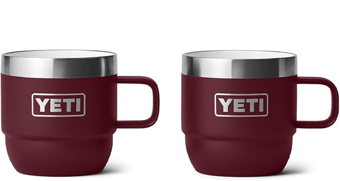 YETI Rambler 6 oz Stackable Mug, Stainless Steel, Vacuum Insulated Espresso/Coffee Mug, 2 Pack