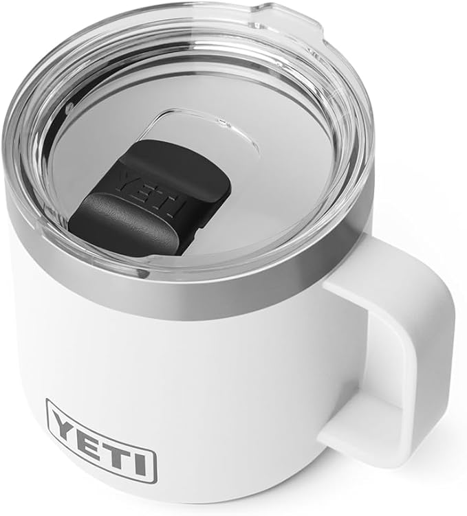 YETI Rambler 14 oz Ceramic Lined Stackable Mug, Vacuum Insulated, Stainless Steel with MagSlider Lid, White