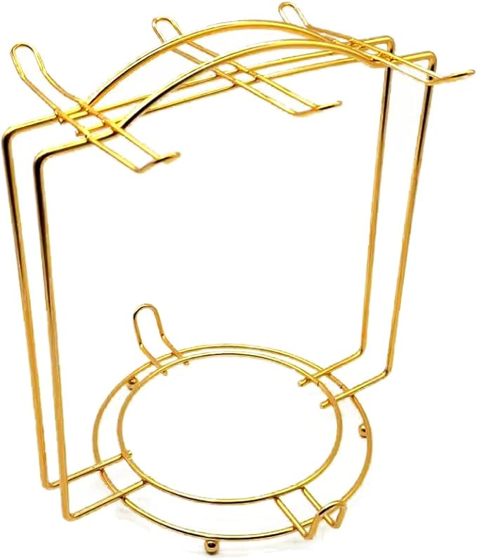 YY YEARCHY Coffee Mug Holder, Espresso Cups Holder Drainer Stand Metal Mug Tree Organizer with 6 Hook Hangers for Kitchen Counter and Tea Party (7.48 * 8.27", Gold)