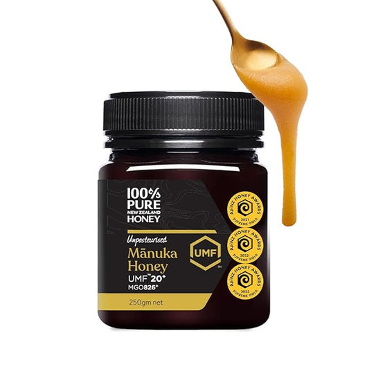Manuka Honey UMF 20+ MGO 826+ 100% Pure New Zealand Raw & Unfiltered, Certified Award Winning, Silky Smooth Taste & Texture 8.8 Oz
