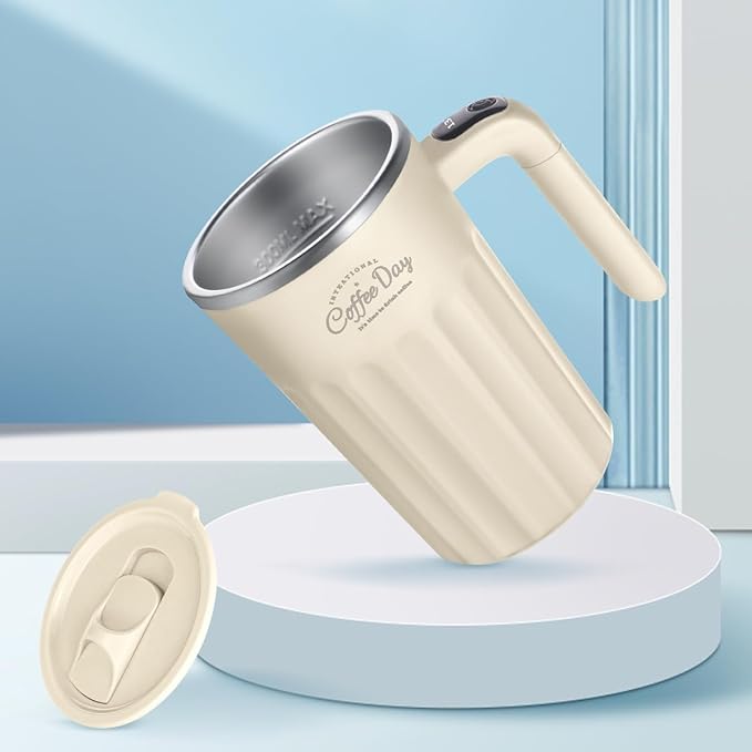 Self Stirring Mug,Self Stirring Coffee Mug,Suitable for Coffee, Milk, Cocoa and Other Beverages (Cream-temperature, 12 Ounces)