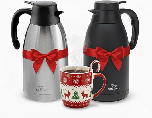 68oz Thermal Coffee Carafe Bundle - 12 Hours Coffee Dispenser, Insulated Stainless Steel Hot Chocolate Dispenser for Parties - Coffee Carafes For Keeping Hot Beverage Dispenser, Coffee Dispenser & Tea
