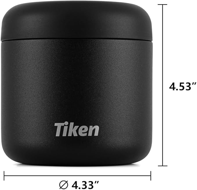 Tiken Airtight Coffee Canister Compact Size for Outdoors - Double Wall Stainless Steel, UV Blocking, Switchable to Food Storage Container 480ml Black
