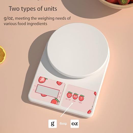 High Accuracy Digital Food Scale with Tare Function – Ideal for Kitchen, Coffee, Baking, and Food Prep – Measures in Grams and Ounces with Easy Unit Conversion (White, 3kg)