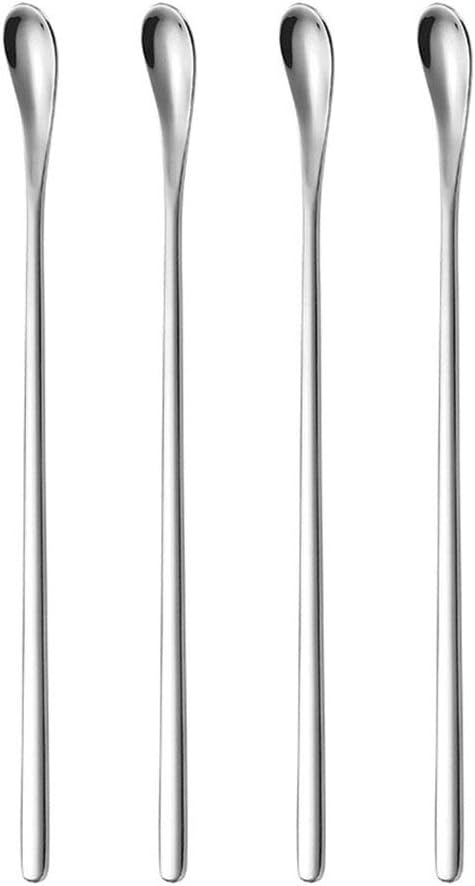 Delove Long Stainless Steel Cocktail Stirrers Stir Cocktail Drink Swizzle Stick Beverage Coffee Mixing Stirring Spoon- Tiny Salt Condiment Spoon (10.3-inch)