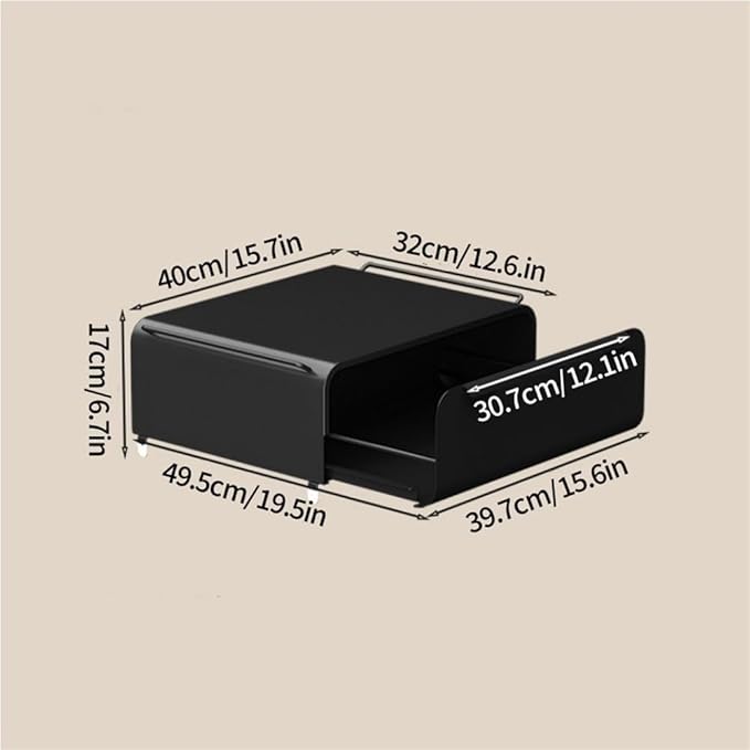 Pull-Out Metal Mug Holder, Countertop Coffee Bar Organizer and Spice Rack, Microwave Stand with Drawer, Stackable Kitchen Counter Organizer(Black)