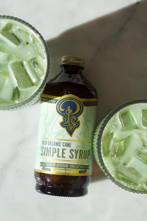 Portland Syrups Organic Cane Simple Syrup - Drink Mix for Exceptional Cocktails, Sugar for Drinks, for Coffee, Mocktails, Baking, 12 oz, 24 Servings - Pack of 2