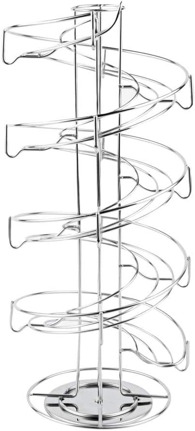 Restaurantware Restpresso 7.1 x 16.1 Inch Coffee Capsule Holder, 1 Durable Pod Carousel - Holds 35-50 K-Cups, 360-Degree Rotatable, Stainless Steel Espresso Pod Organizer, 3 Tier, Pods Not Included