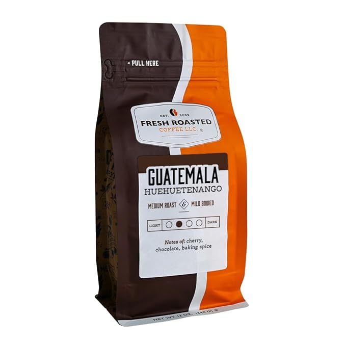 Fresh Roasted Coffee, Guatemala Huehuetenango | 12 oz | Single Origin | Medium Roast | Kosher | Ground