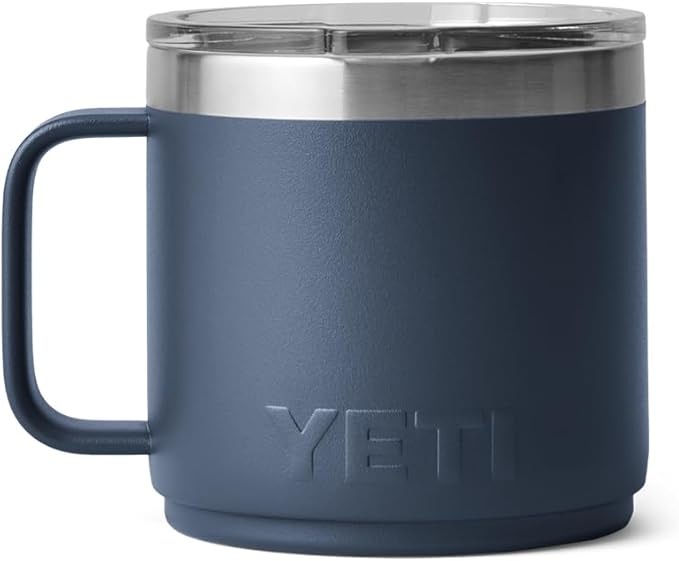 YETI Rambler 14 oz Ceramic Lined Stackable Mug, Vacuum Insulated, Stainless Steel with MagSlider Lid, Navy