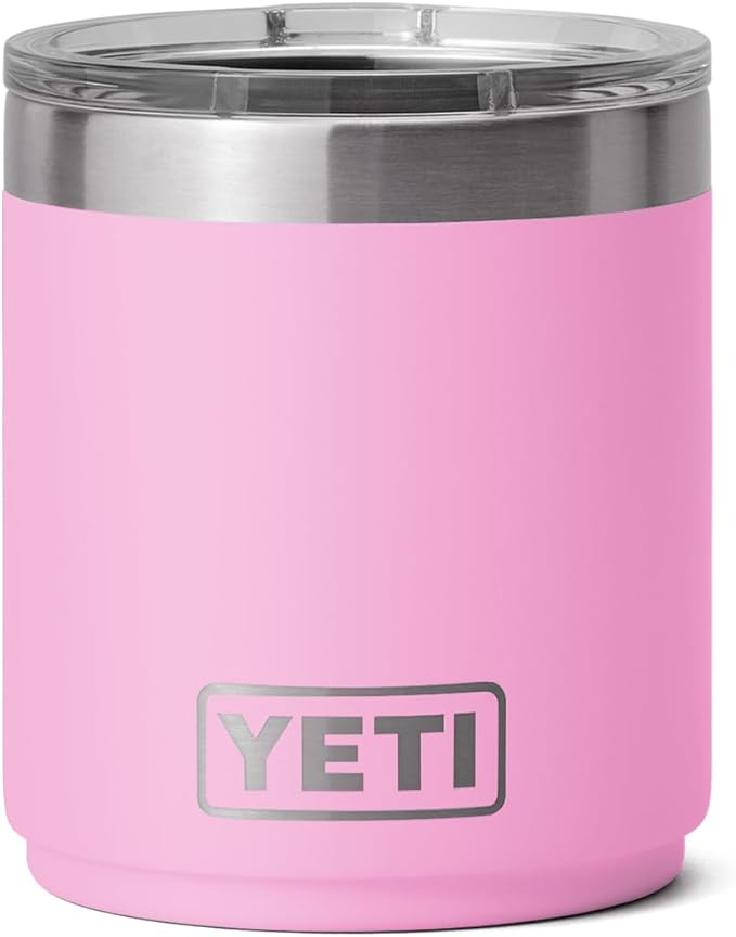YETI Rambler 10 oz Stackable Lowball 2.0, Vacuum Insulated, Stainless Steel with MagSlider Lid, Power Pink