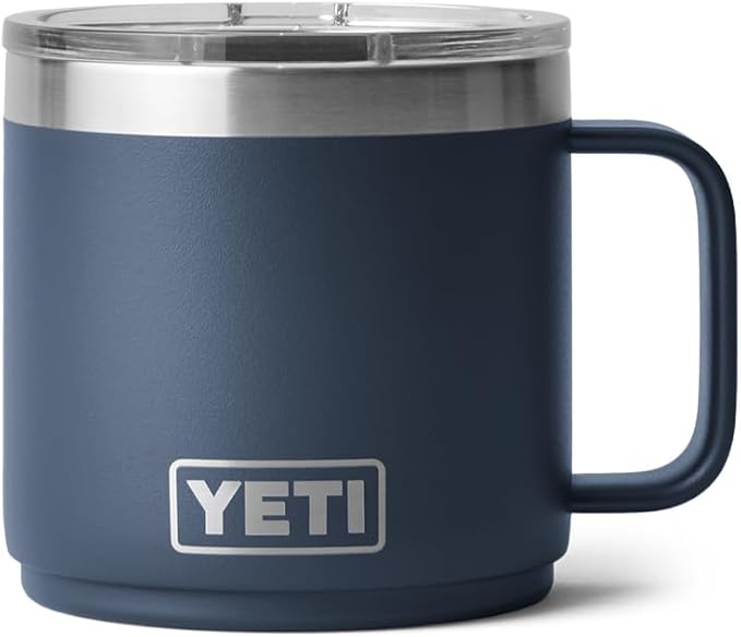 YETI Rambler 14 oz Ceramic Lined Stackable Mug, Vacuum Insulated, Stainless Steel with MagSlider Lid, Navy