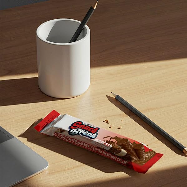 Snack Break Hazelnut Wafer Rolls, Rolled Wafer Cookies, Cocoa Coated Delicious Snack, Individually Wrapped, Crunchy Sticks for On-the-Go, Coffee, Tea, 24 Count (Pack of 12)