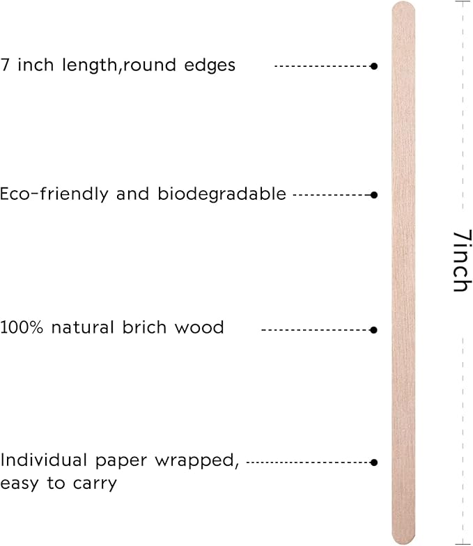 BLUE TOP Individually Paper Wrapped Wooden Coffee Stirrers 7 Inch Pack 500, Disposable Wood Sticks for Coffee/Tea/Hot Beverage/Hot Chocolate/Cold Drinks, Wood Blenders for butter sugar,Craft Stick