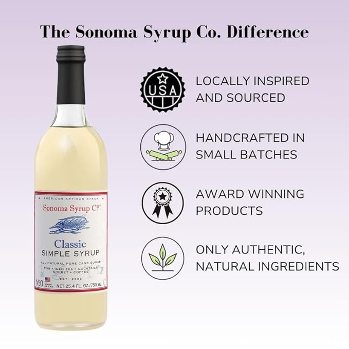 Sonoma Syrup Co. Classic Simple Syrup 25.4 fl oz | for Coffee, Cocktails, and Cooking | Hand Crafted in the USA