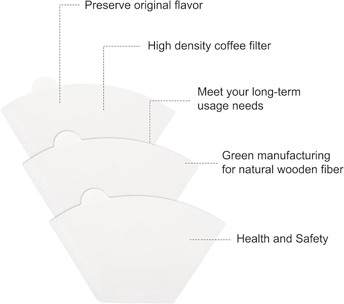 uxcell 200 Count 4 Cone Coffee Filters, Size 101 Disposable Paper Percolator Coffee Filters Natural Unbleached Wood Fiber,Suitable for Pour Over Coffee Filter Drip Coffee Maker White