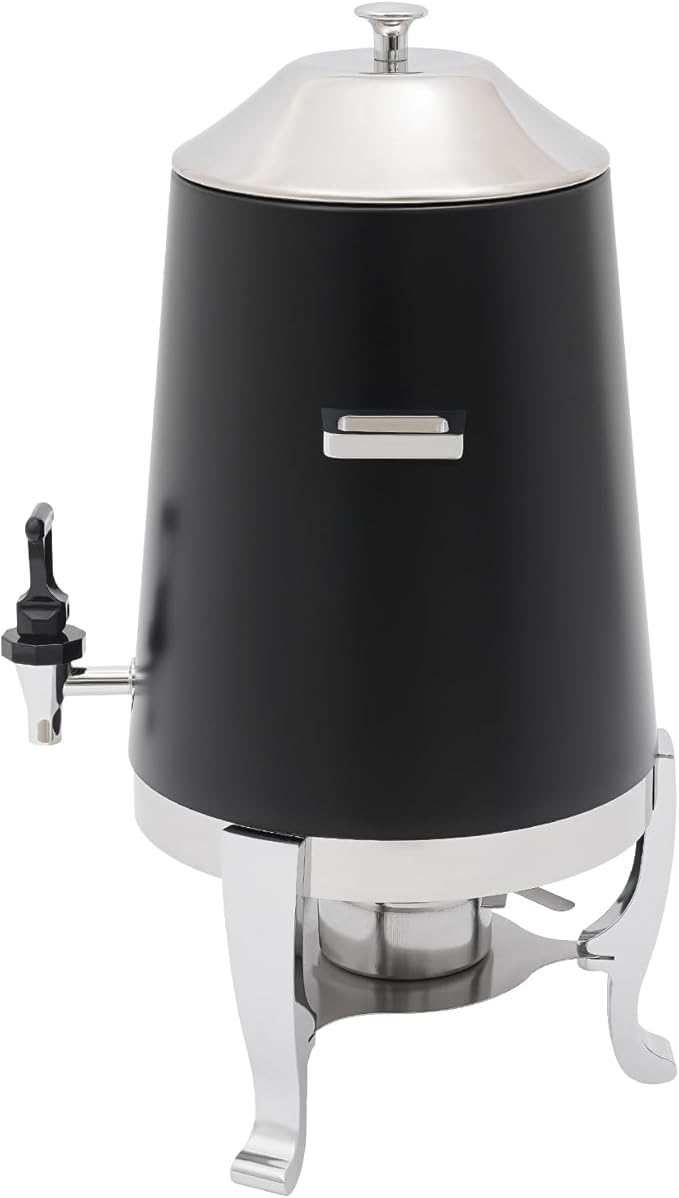 Stainless Steel Beverage Dispensers, Drink Dispenser with Fuel Holder & Base & Stainless Steel Faucet 3.4Gal Hot Beverage Dispenser, Commercial Coffee Urn for Hotels, Canteens（Silver, Black）