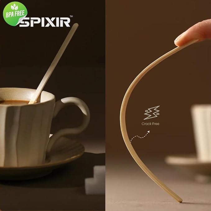 Wooden Coffee Stirrers, 500 Disposable Coffee Stir Sticks, 7-inch Wooden Stir Sticks for Coffee & Cocktails, Swizzle Sticks for Coffee, Round-End Coffee Sticks, Coffee Bar Accessories