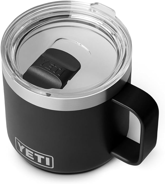 YETI Rambler 14 oz Ceramic Lined Stackable Mug, Vacuum Insulated, Stainless Steel with MagSlider Lid, Black