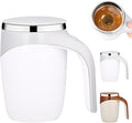 Automatic Magnetic Stirring Coffee Mug, 2026 New Rechargeable Magnetic Sel Mugs with Lid, Stainless Steel Automatic Self Mixing Mug for Milk Tea Cocoa (White)